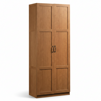 Storage Cabinet Built for Multi-Room Use, Highland Oak Finish, Adjustable Shelves, Shaker Style Doors