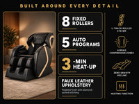 Full Body Massage Chair Designed for Complete Relaxation, Zero Gravity Position, 5 Automatic Programs, 8 Fixed Rollers — Results & Stats