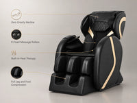 Full Body Massage Chair Designed for Complete Relaxation, Zero Gravity Position, 5 Automatic Programs, 8 Fixed Rollers — Feature Infographic