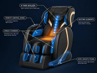 Full Body Massage Chair Designed for Complete Relaxation, Zero Gravity Position, 5 Automatic Programs, 8 Fixed Rollers — How It Works