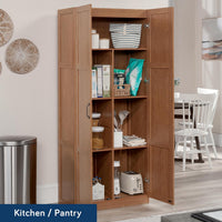 Select Storage Cabinet, Pantry Cabinet Kitchen Storage with Adjustable Shelves, Bathroom Storage Cabinet, in Highland Oak