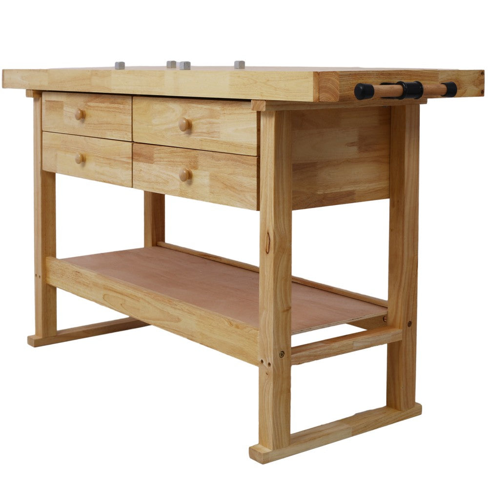 60In Workbench with 4 Drawers Wooden Workbench for Garage Workshop and Home