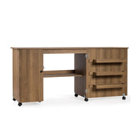 Folding Large Sewing Table Storage Shelves and Lockable Casters