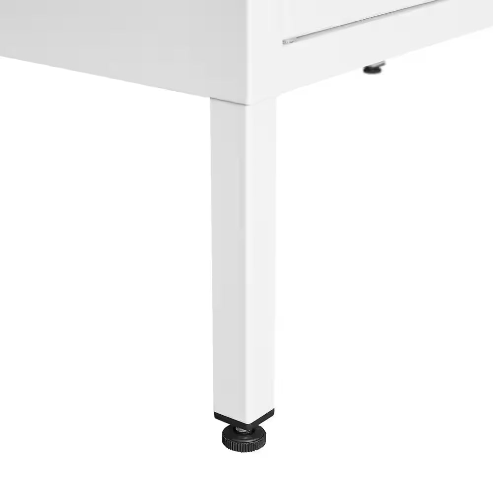 Steel Storage Cabinet for Kitchen, 2 Door Miscellaneous Storage Cabinet, Garage Tool Storage Cabinet in White