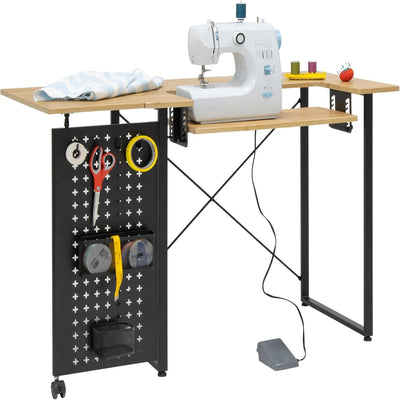Sewing Table Designed for Small Spaces, Adjustable Platform, Swing-Out Storage, Fold-Down Top