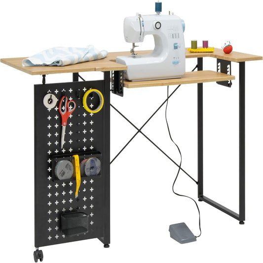 Pivot Sewing Table with Swingout Storage Panel